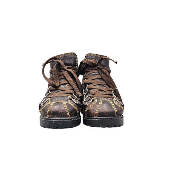 GBX Men\'s Size 7 Women\'s 8 VTG 90\'s‎ Brown Leather 6 Ring Goth Grunge Rave Boots main image 4